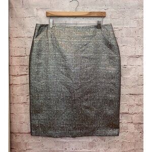 New York & Company Womens 14 Metallic Pencil Skirt Textured Back Zipper NEW